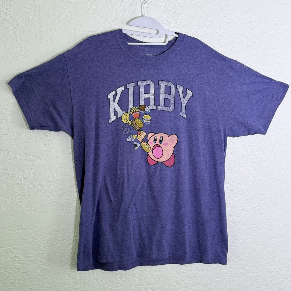 Kirby Men's Graphic Short Sleeve T-Shirt Nintendo Purple Heather Large (42-44)